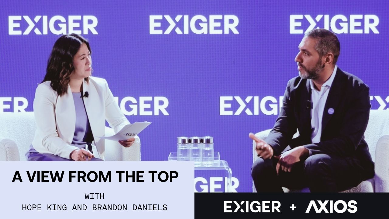 Axios, Hope King, and Exiger CEO, Brandon Daniels in The View From The Top discussions.