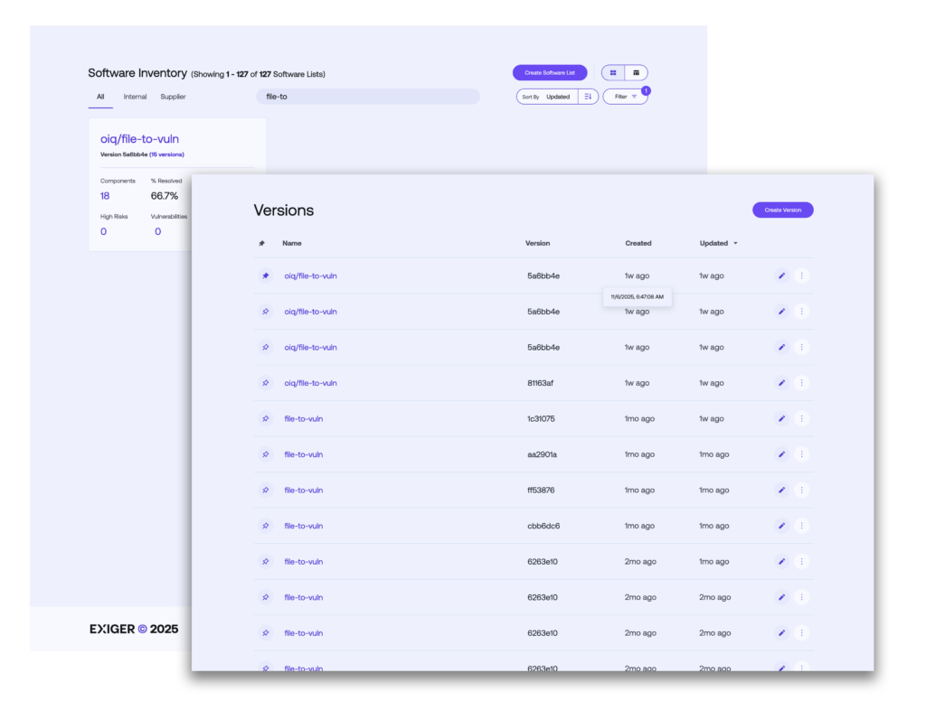 SBOM version management