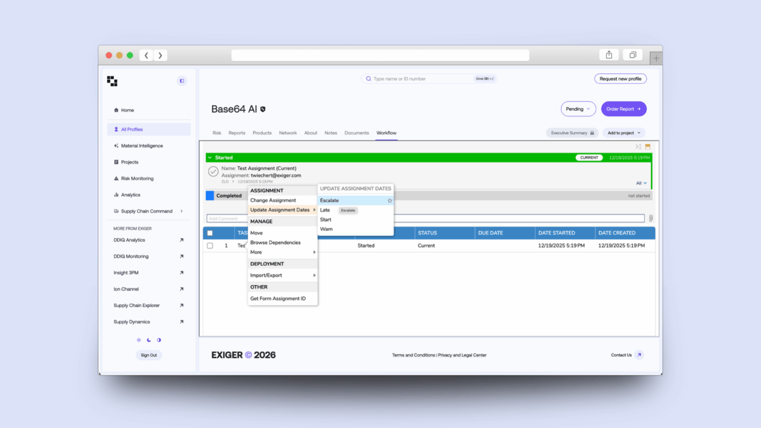 Exiger and Snowflake - Workflows
