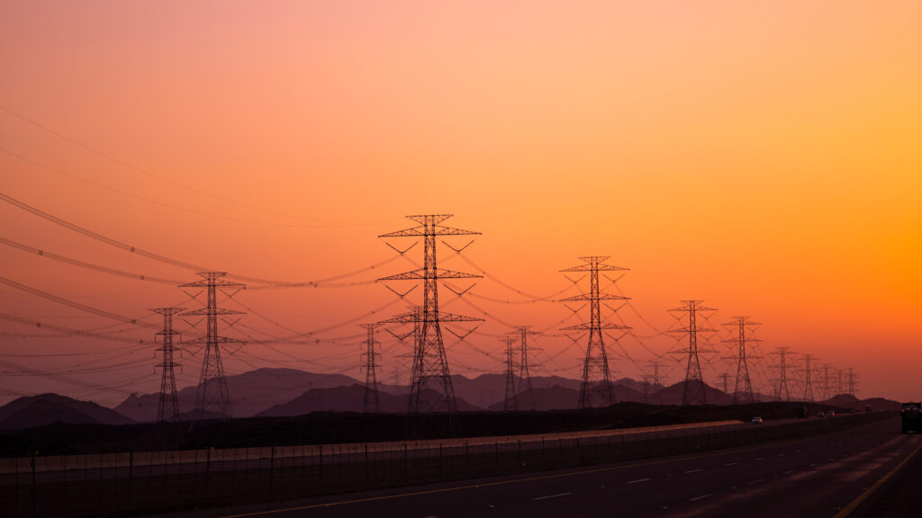 high-voltage electricity poles